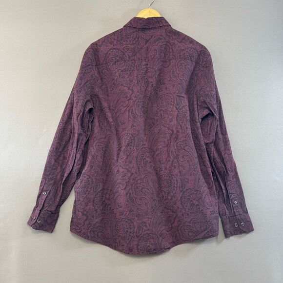 Tasso Elba Men’s Button Up Long Sleeve Shirt Red Paisley Graphic Size Large - Picture 4 of 9